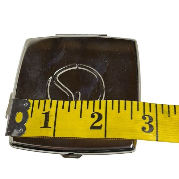 St. John Classic Design Silver Tone Snap Logo Compact Mirror Size 2.5" x 2.5" - Picture 6 of 10